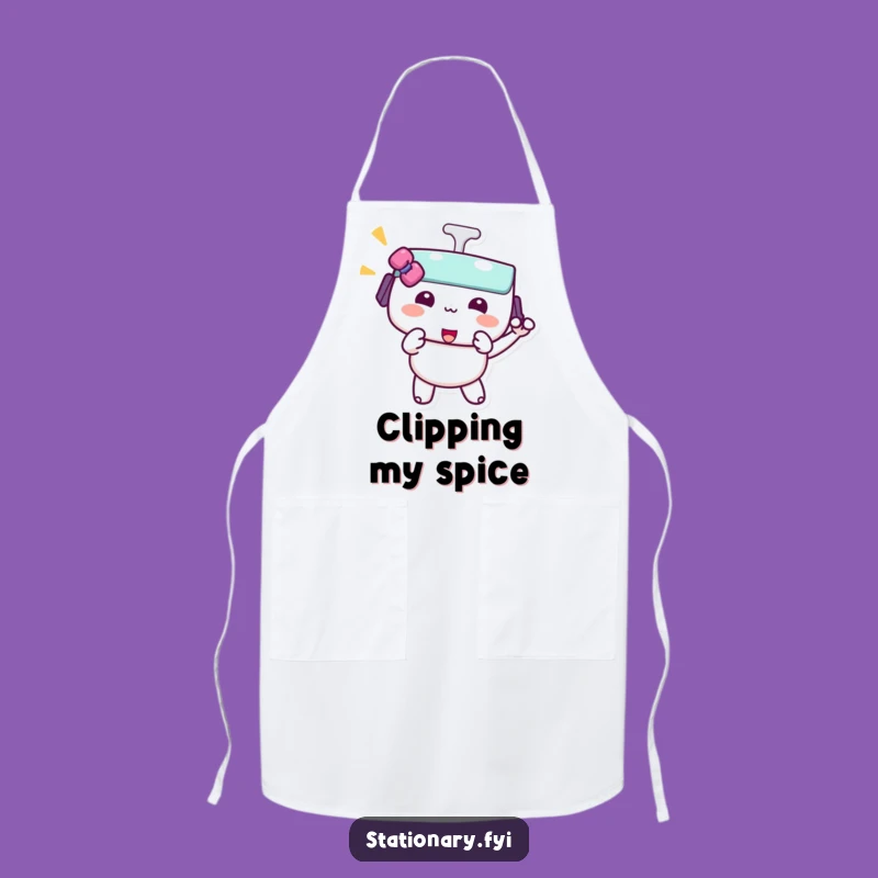 Funny Kawaii Binder Clip Apron - Playful Pinch Kitchen Gift