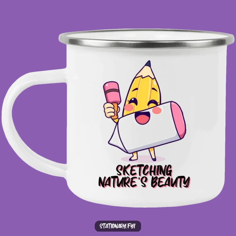 Funny Pencil Drawing Camping Mug: Sip and Smile on Your Adventures