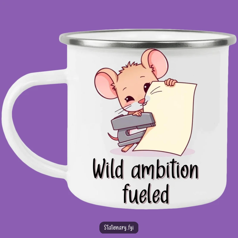 Funny Mouse Stapling Giant Paper Camping Mug, Adventure with a Hilarious Twist