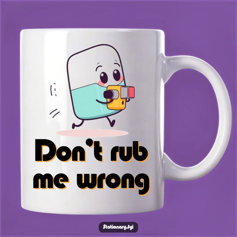 Funny Eraser Chase Mug: Hilarious Stationery Comedy Gift for Students