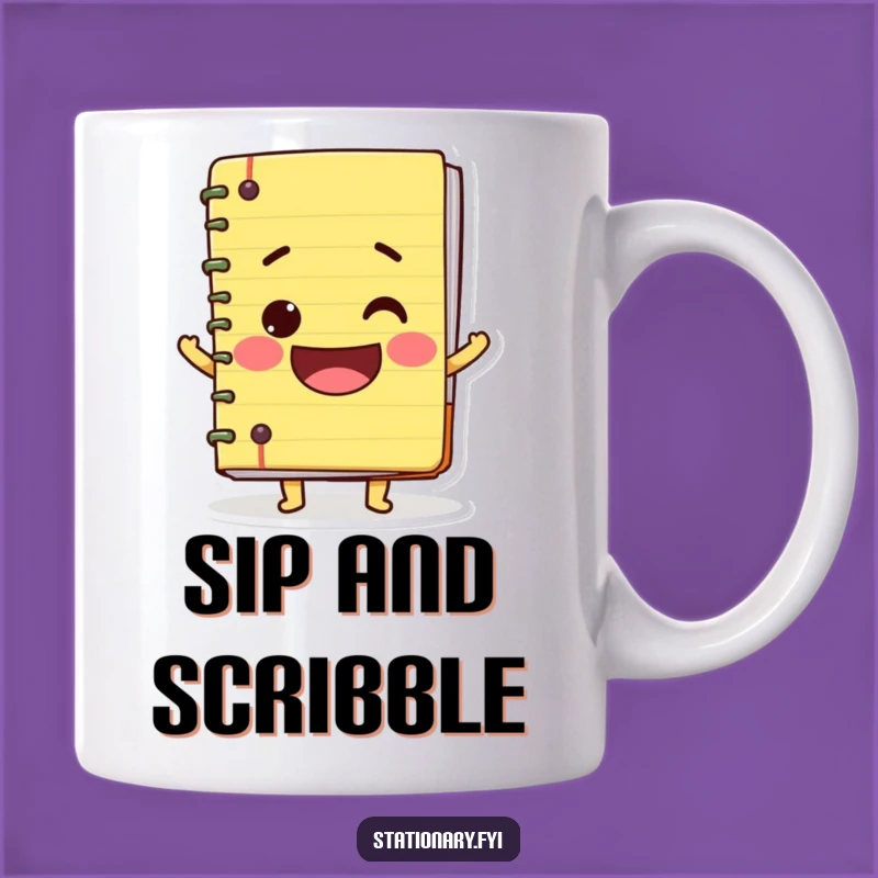 Funny Wobbly Notebook Mug - Big Smile Humor Gift for Students & Writers