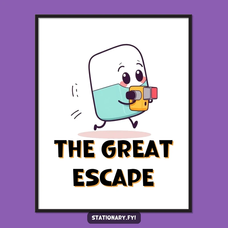 Funny Eraser Chase Digital Print: Instant Hilarious Decor for Your Space