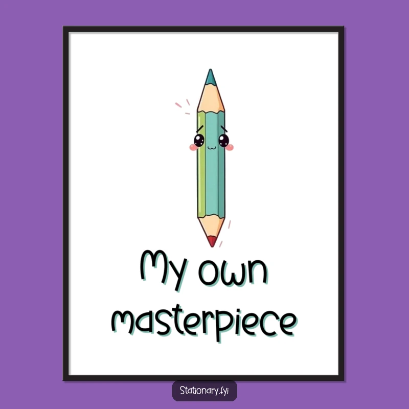 Funny Bewildered Pencil Drawing Itself Digital Art, Instant Hilarious Decor