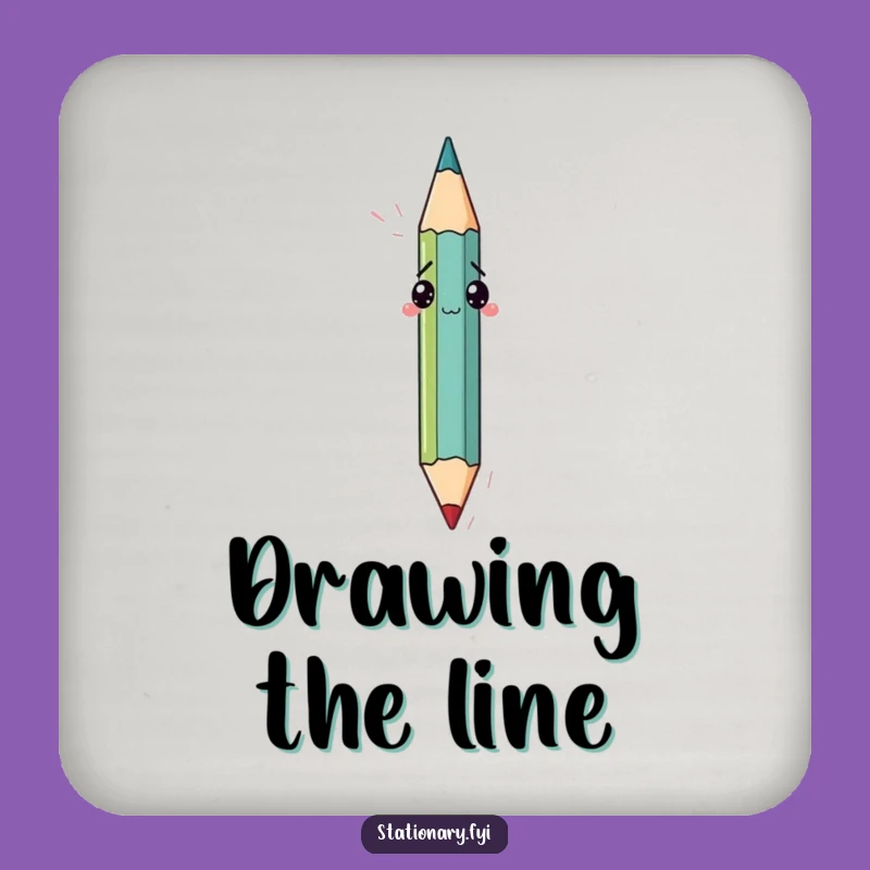 Funny Bewildered Pencil Drawing Itself Coaster, Protect Surfaces with Artful Humor