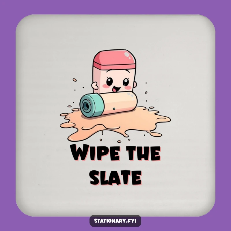 Funny Eraser Cleaning Ink Spill Coaster, Protect Surfaces with Humorous Style