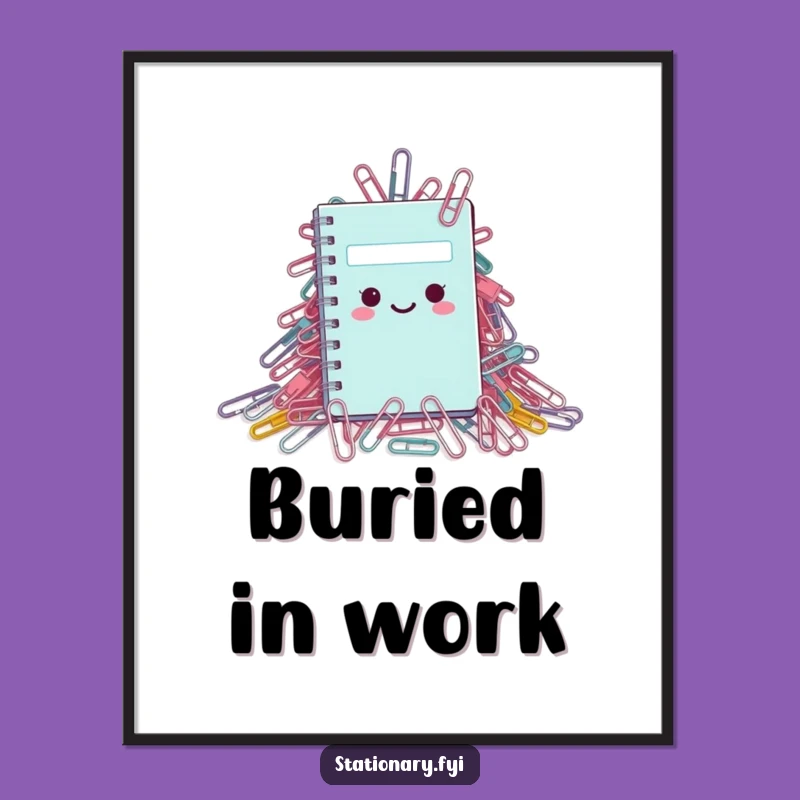 Funny Poster: Tiny Notebook's Paperclip Mountain - Hilarious Wall Art for Office Humor!