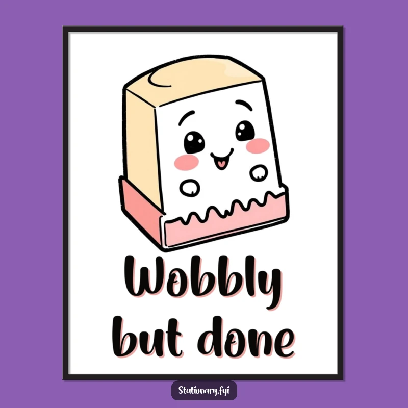 Funny Cheerful Stamp Wobbly Line Poster, Whimsical Wall Art for Any Room