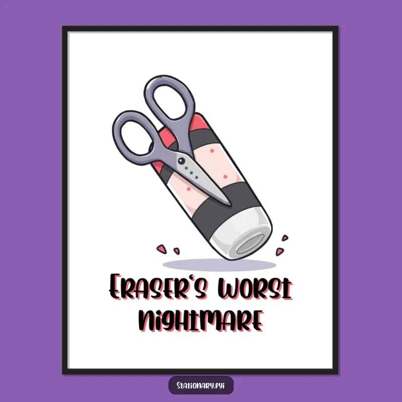 Funny Scissors Eraser Poster: Hilarious Wall Art for Studio or Office