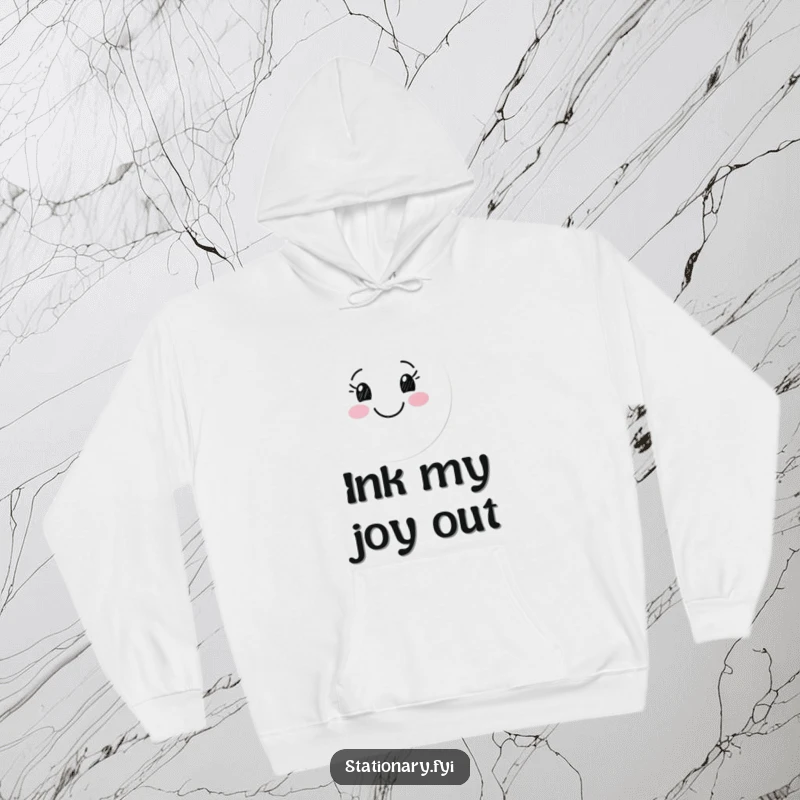 Funny hoodie featuring a happy marker character creating a smiling face, offering warmth and a touch of artistic humor.