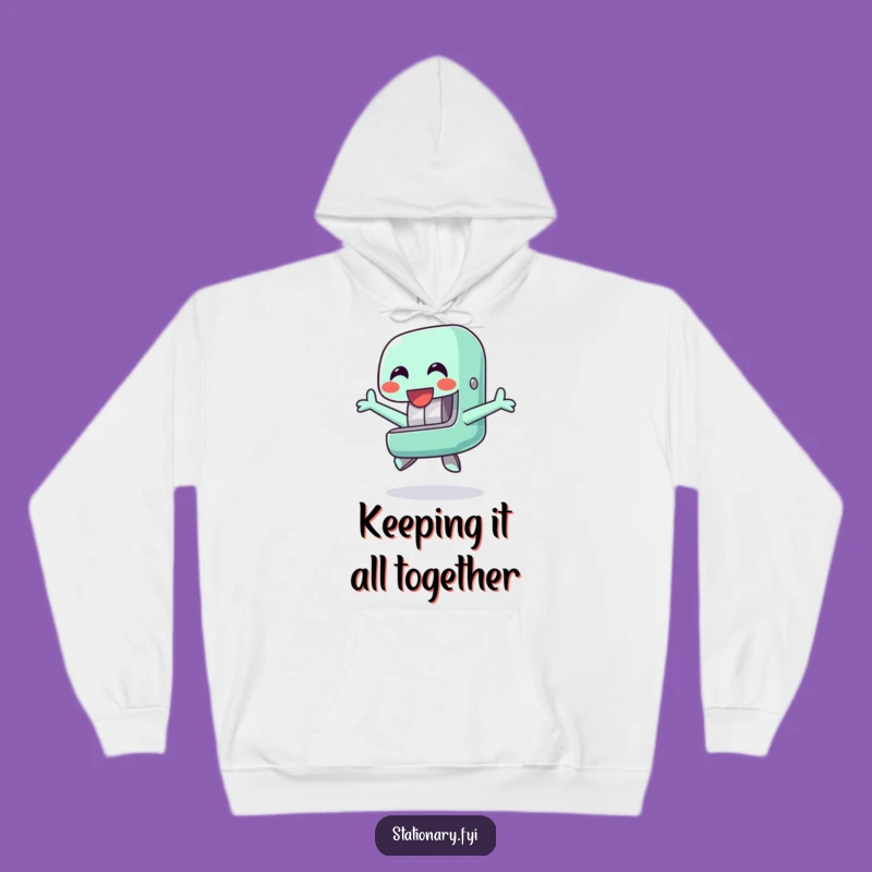 Cozy Funny Happy Stapler Hoodie - Cheerful Jump Warmth & Office Humor Gift