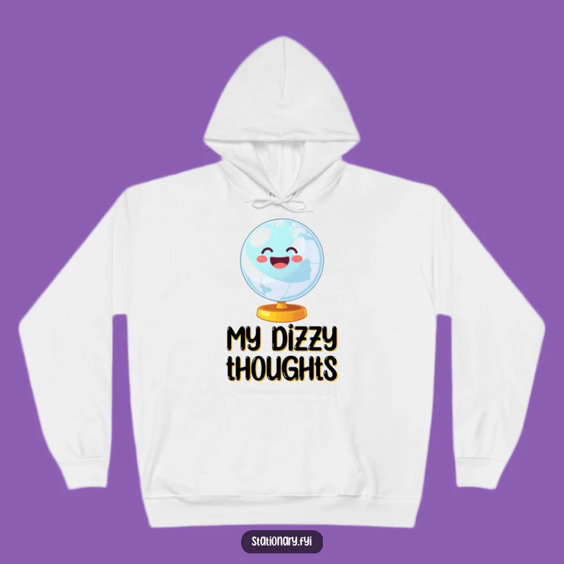 Cozy Wobbly Globe Hoodie: Spin Through Life with Humorous Warmth.