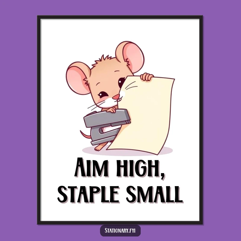 Funny Free Printable Mouse Wall Art: Determined Effort Downloadable Digital Art Gift