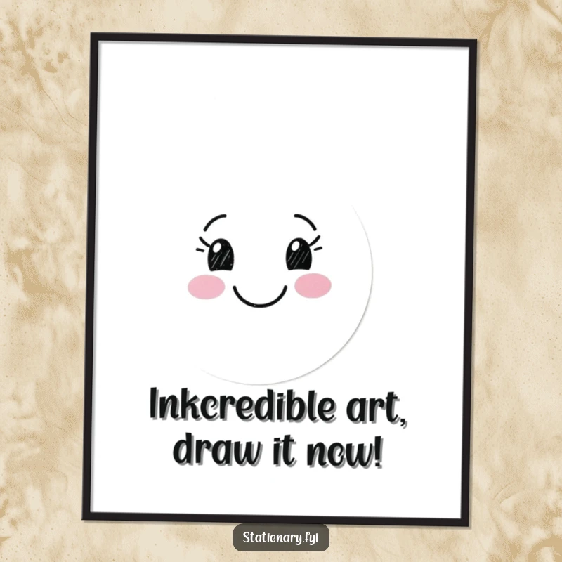 Funny Free Printable Wall Art: Artistic marker character drawing a big happy smiling face on a blank surface.