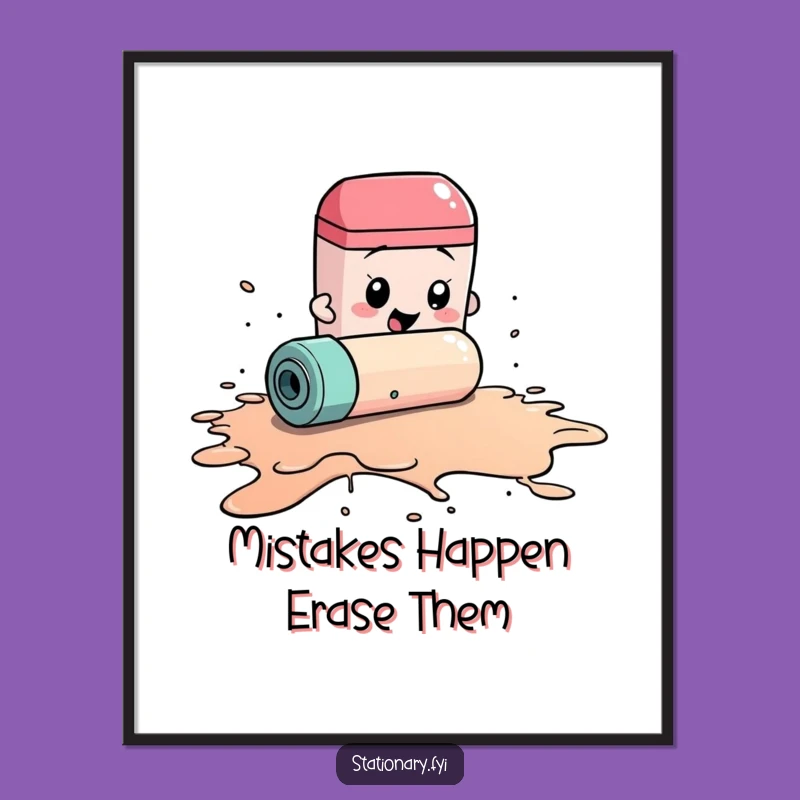 Funny Free Printable Eraser Wall Art: Embrace the Mess Downloadable Digital Art Gift