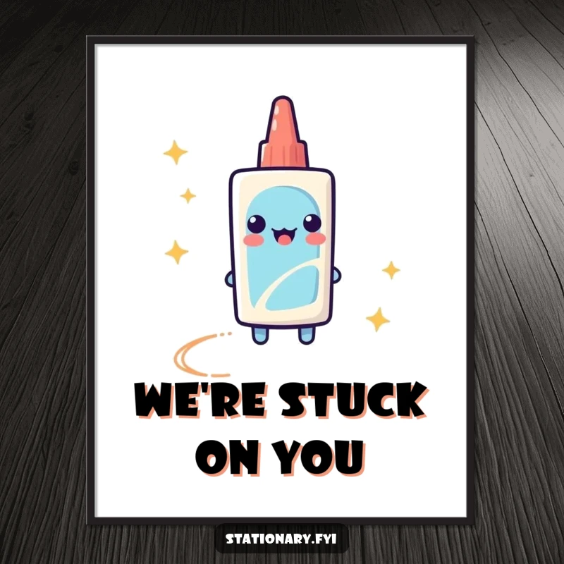 Free Printable Wall Art: A playful glue stick leaving a bright, sparkly trail, adding whimsy to decor.