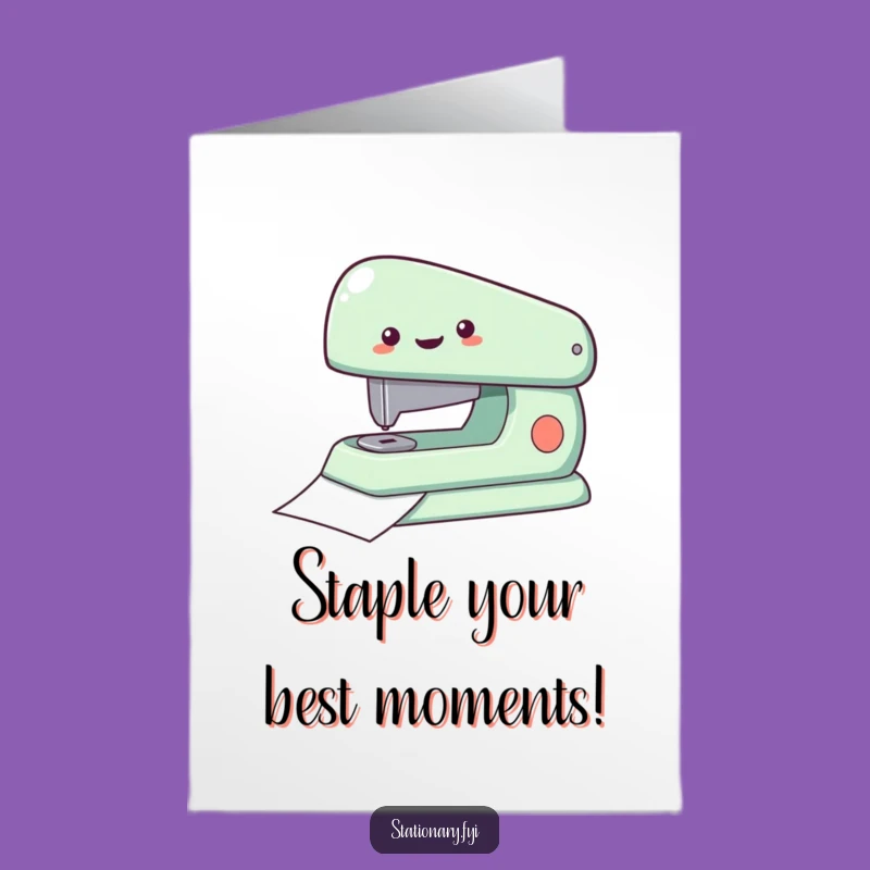 Free Printable Birthday Card: Delighted Stapler - Funny Downloadable Fastener Card
