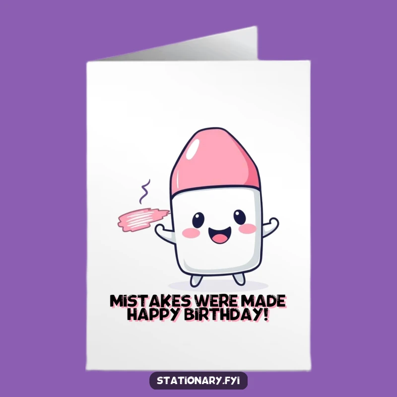 Free Printable Birthday Card: Funny Eraser Smudging Fun, Instant Download Gift