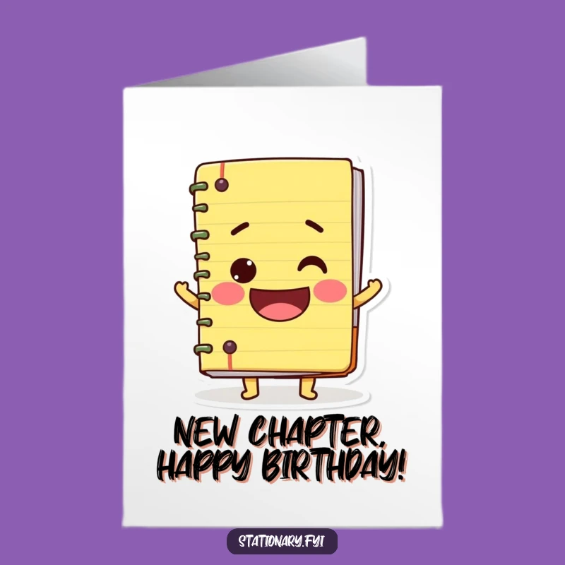 Free Printable Birthday Card: Wobbly Notebook Big Smile Funny Downloadable Gift