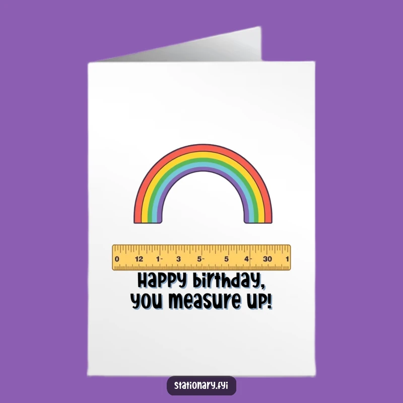 Free Printable Ruler Rainbow Birthday Card: Playful Humor Downloadable Greeting