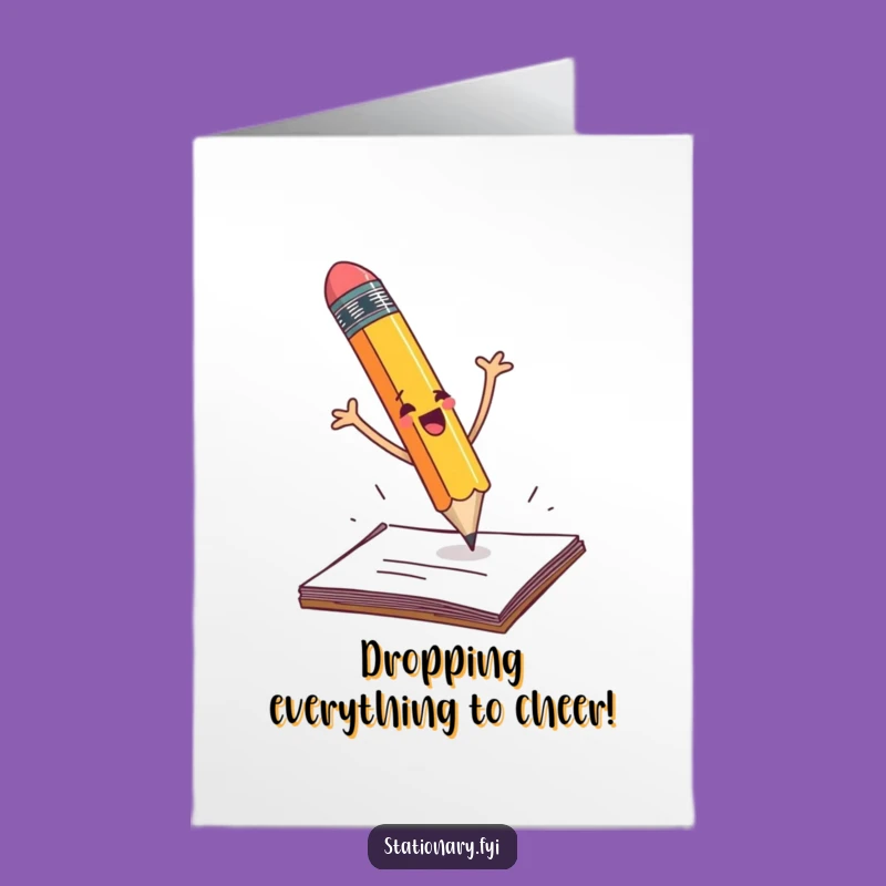 Free Printable Congrats Card: Falling Pencil Drama - Funny Downloadable