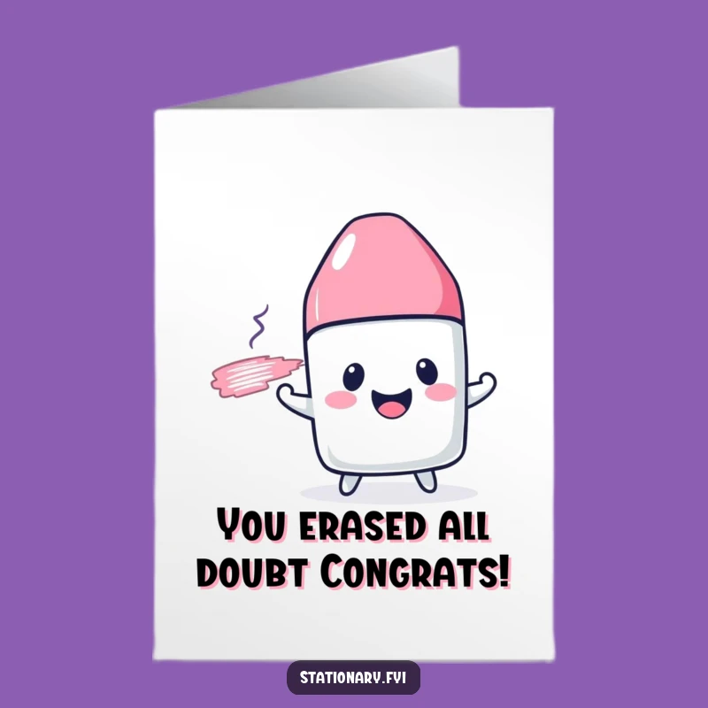 Free Printable Congrats Card: Funny Eraser Smudging Celebration, DIY Gift