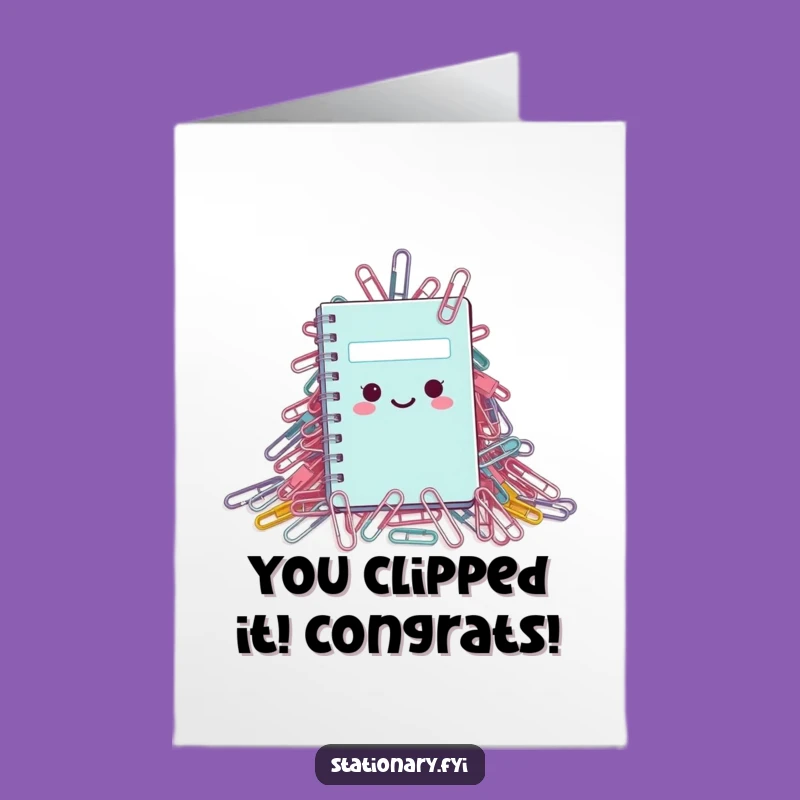 Free Printable Notebook Paperclip Card: Funny Congratulations Office Success Greeting