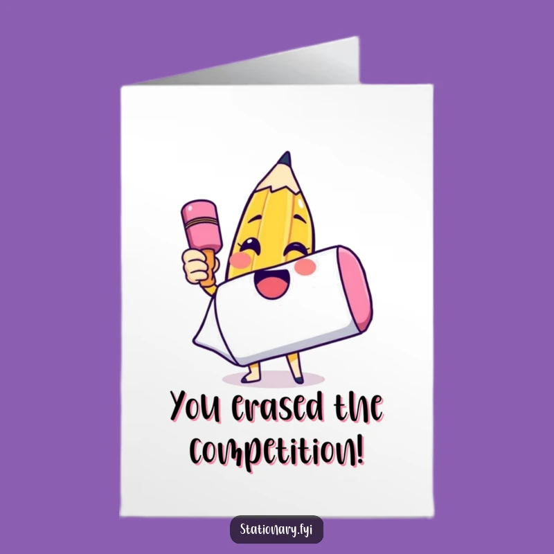 Free Printable Congrats Card: Pencil Draws Smile, Achievement Humor Downloadable Art