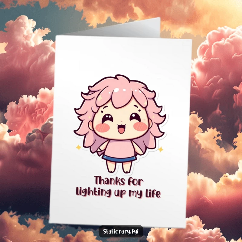 Funny Free Printable Thank You Card with a beaming highlighter character shining brightly, expressing gratitude, excellent for a DIY gift.