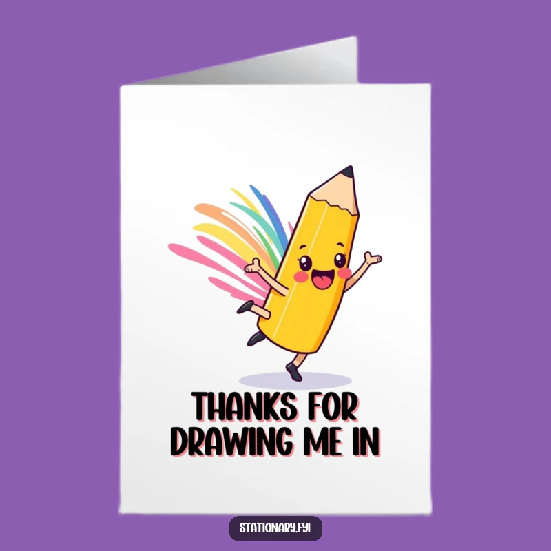 Free Printable Pencil Thank You Card: Cartwheeling Artist Downloadable Gift