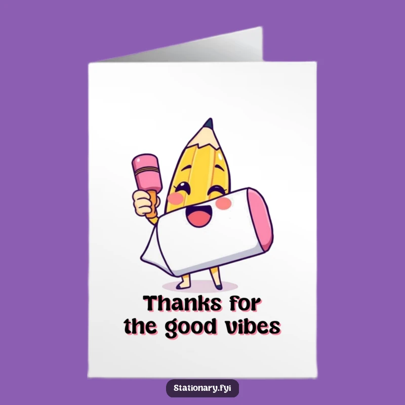 Free Printable Thank You Card: Pencil Draws Smile, Grateful Humor Downloadable