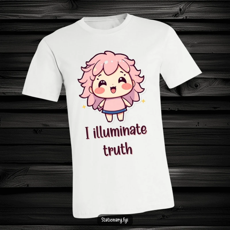 Funny t-shirt showcasing a beaming highlighter character radiating bright light, a humorous and cheerful statement piece.