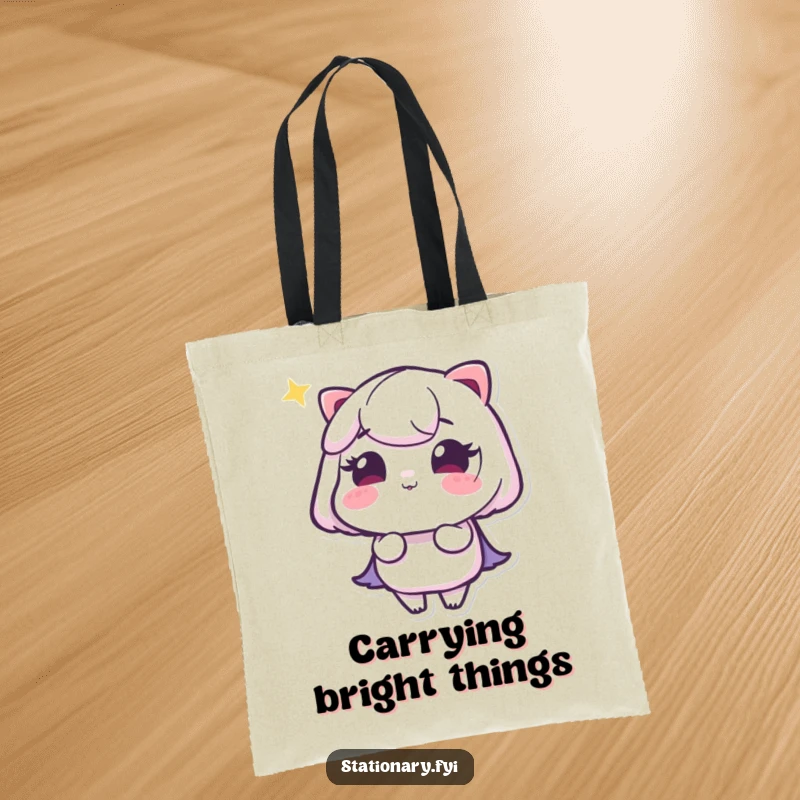 Funny tote bag with a winking highlighter drawing a vibrant, glowing line, ideal for those with bright minds.