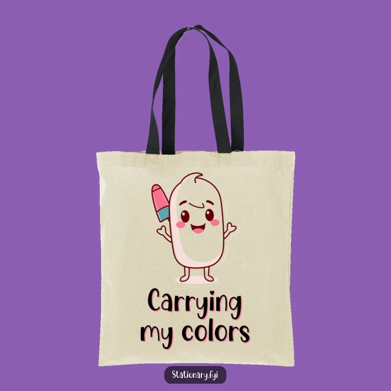 Funny Marker Tote Bag, Wavy Line Carryall, Creative Supplies Gift